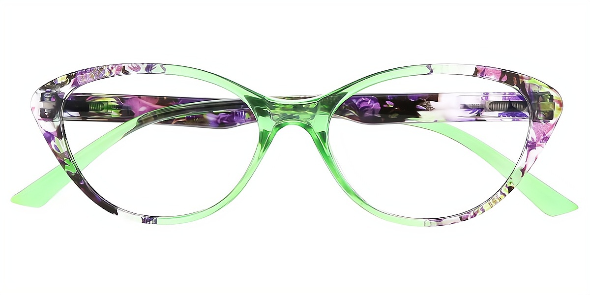 Green Purple Cat Eye Modish Plastic Eyeglasses