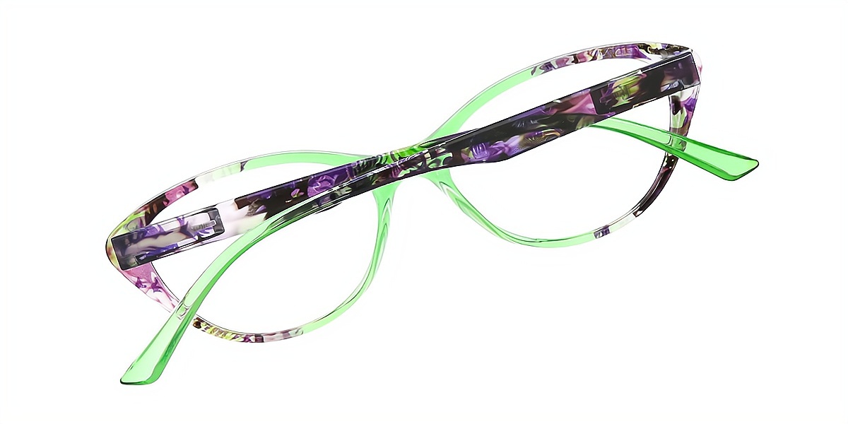 Green Purple Cat Eye Modish Plastic Eyeglasses