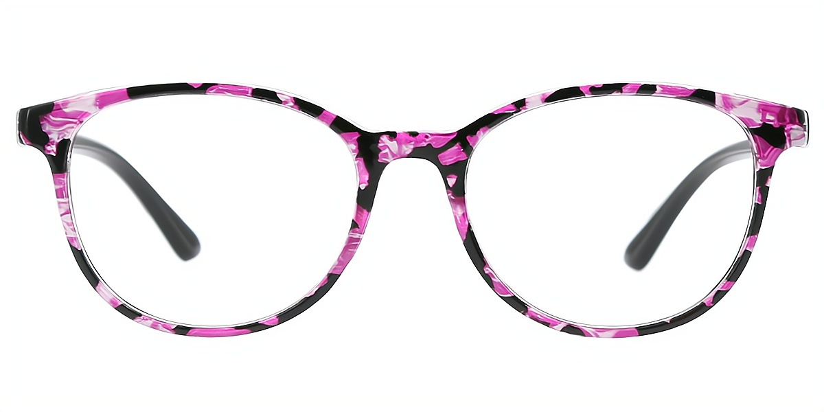 Purple Tortoise Oval Modish Plastic Eyeglasses