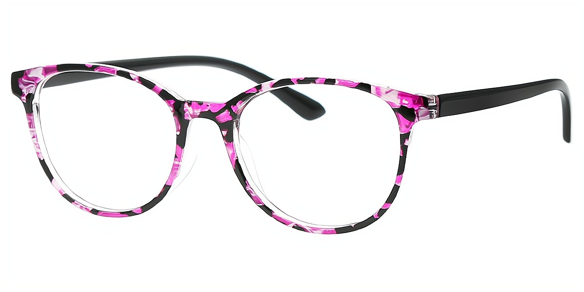 Purple Tortoise Oval Modish Plastic Eyeglasses