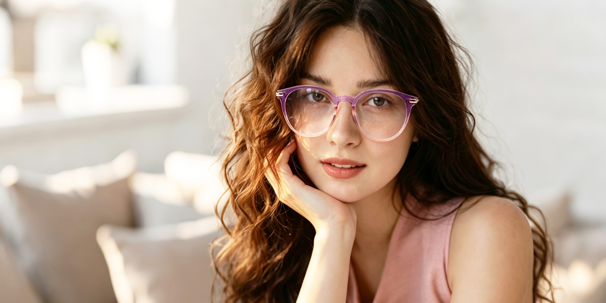 Purple Round Retro TR90 Eyeglasses