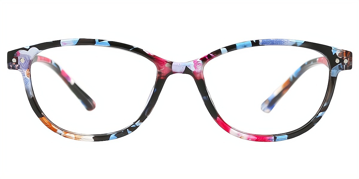 Floral Oval Modish Plastic Eyeglasses