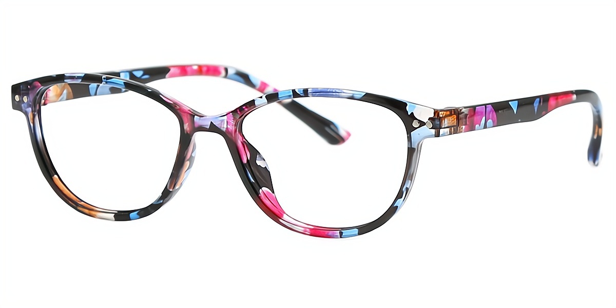 Floral Oval Modish Plastic Eyeglasses