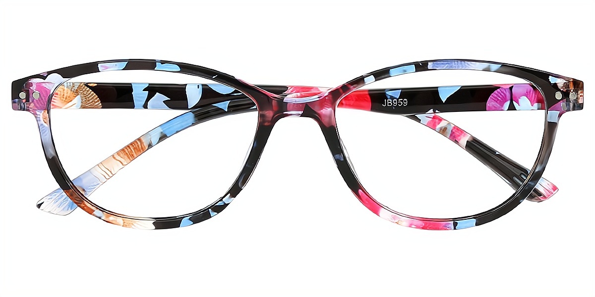 Floral Oval Modish Plastic Eyeglasses