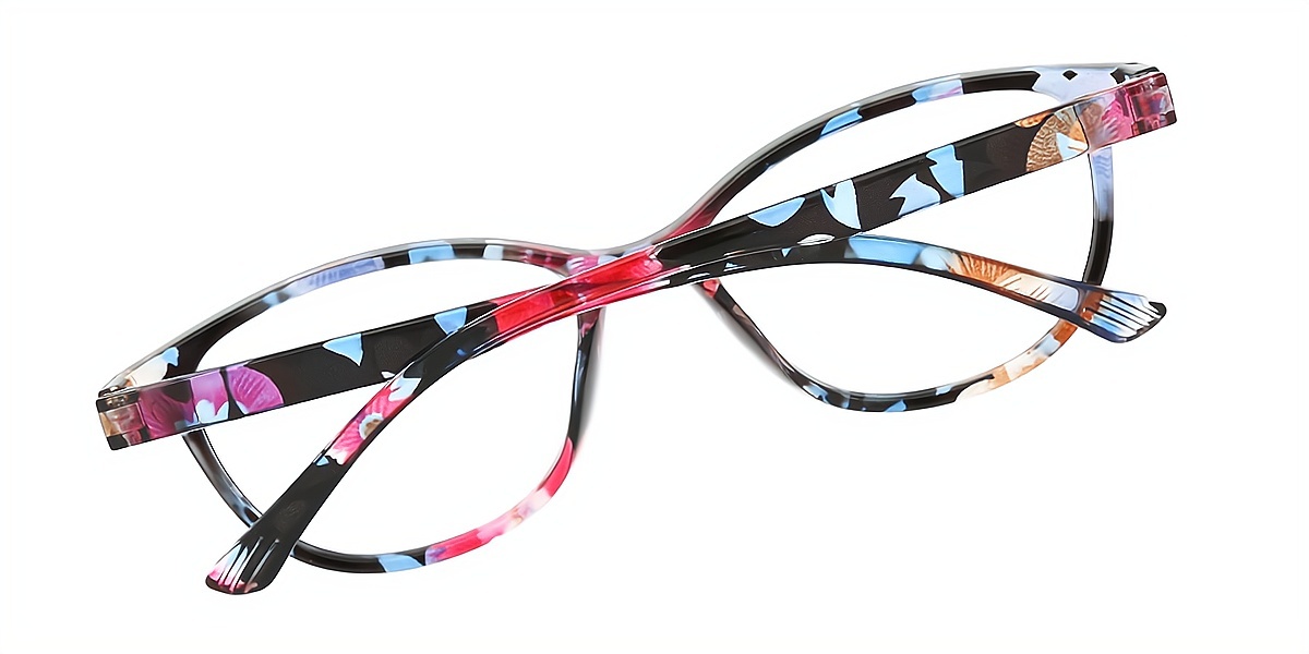 Floral Oval Modish Plastic Eyeglasses