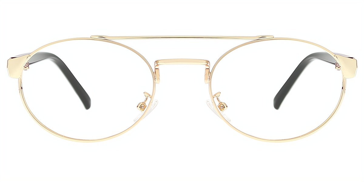 Golden Aviator Chic Mixed Materials Eyeglasses