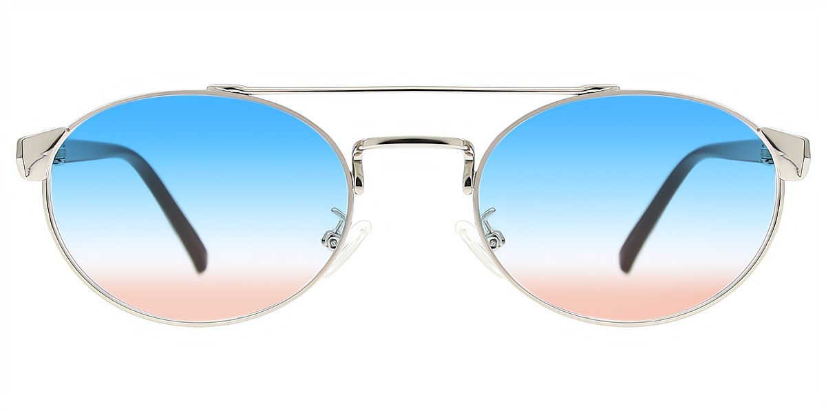 Silver Aviator Chic Mixed Materials Eyeglasses