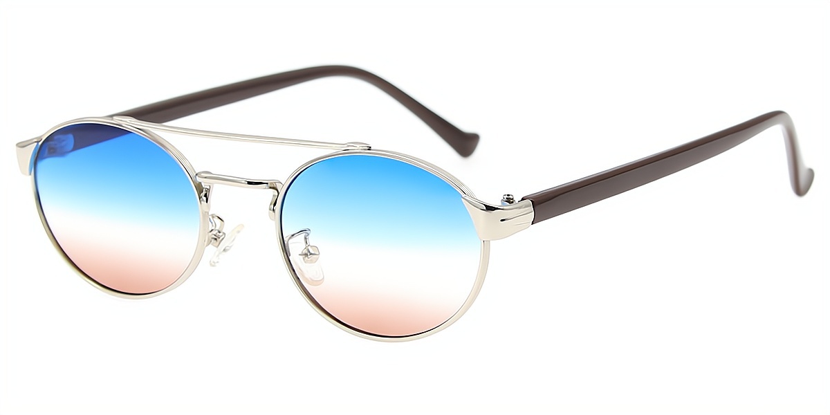 Silver Aviator Chic Mixed Materials Eyeglasses