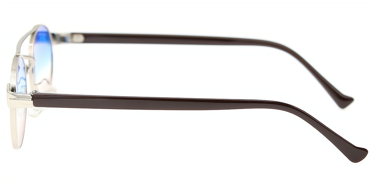Silver Aviator Chic Mixed Materials Eyeglasses