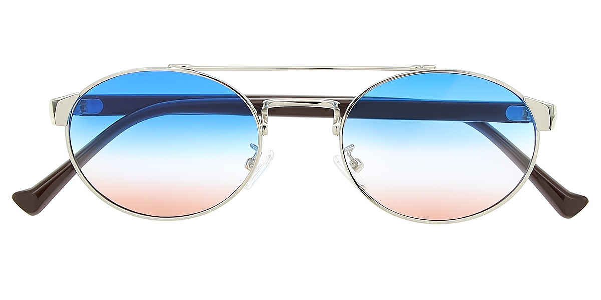 Silver Aviator Chic Mixed Materials Eyeglasses