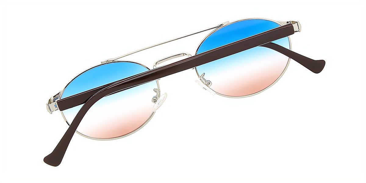 Silver Aviator Chic Mixed Materials Eyeglasses