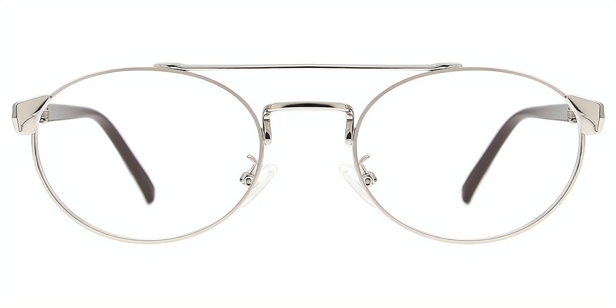 Silver Aviator Chic Mixed Materials Eyeglasses