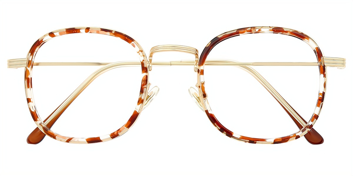 Tortoise Oval Chic Mixed Materials Eyeglasses