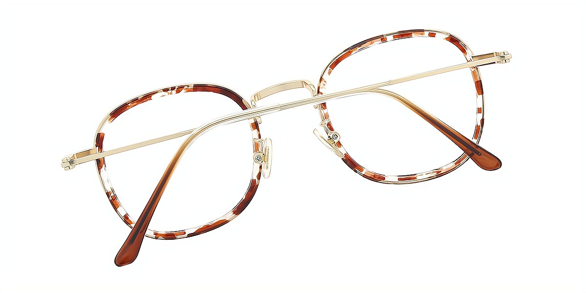 Tortoise Oval Chic Mixed Materials Eyeglasses