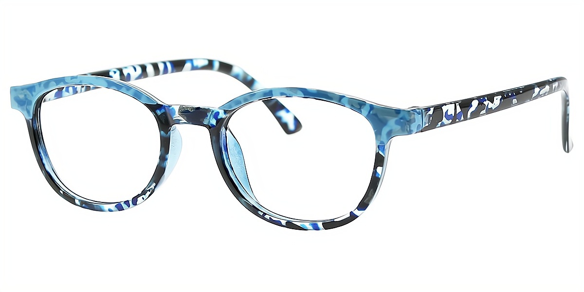 Blue Oval Modish Plastic Eyeglasses