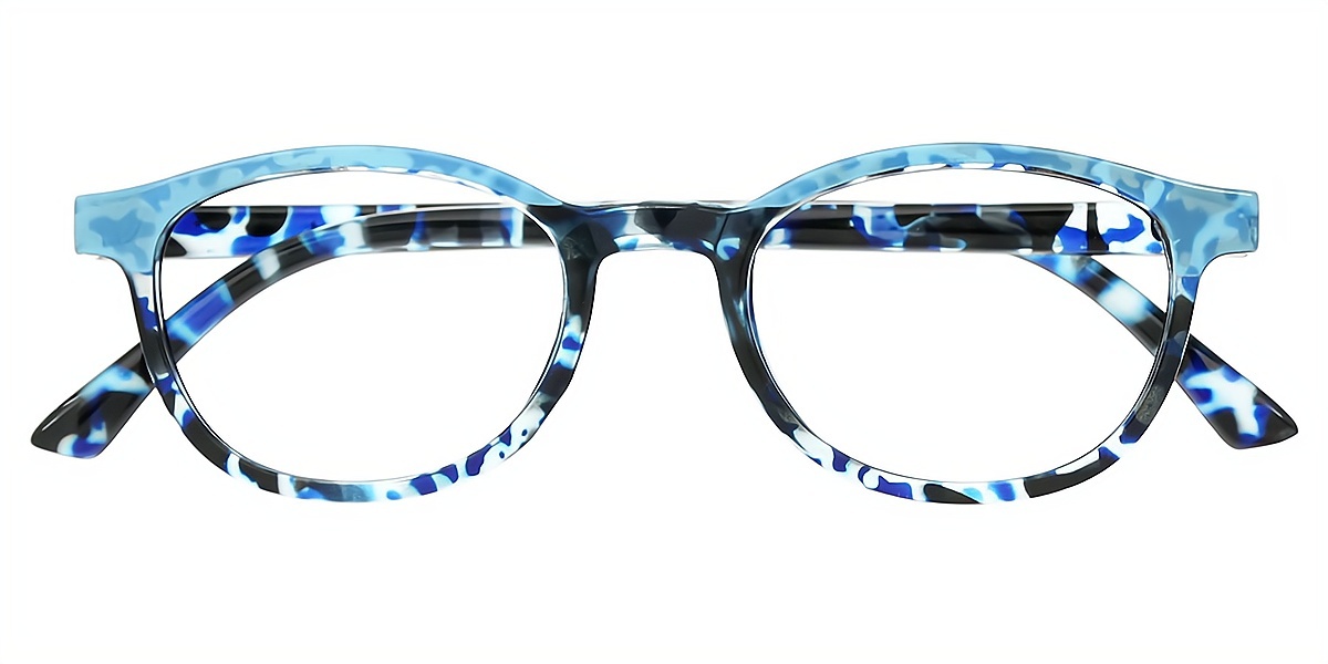 Blue Oval Modish Plastic Eyeglasses