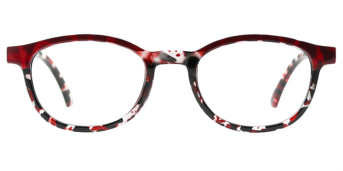 Red Oval Modish Plastic Eyeglasses