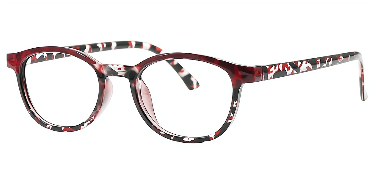 Red Oval Modish Plastic Eyeglasses