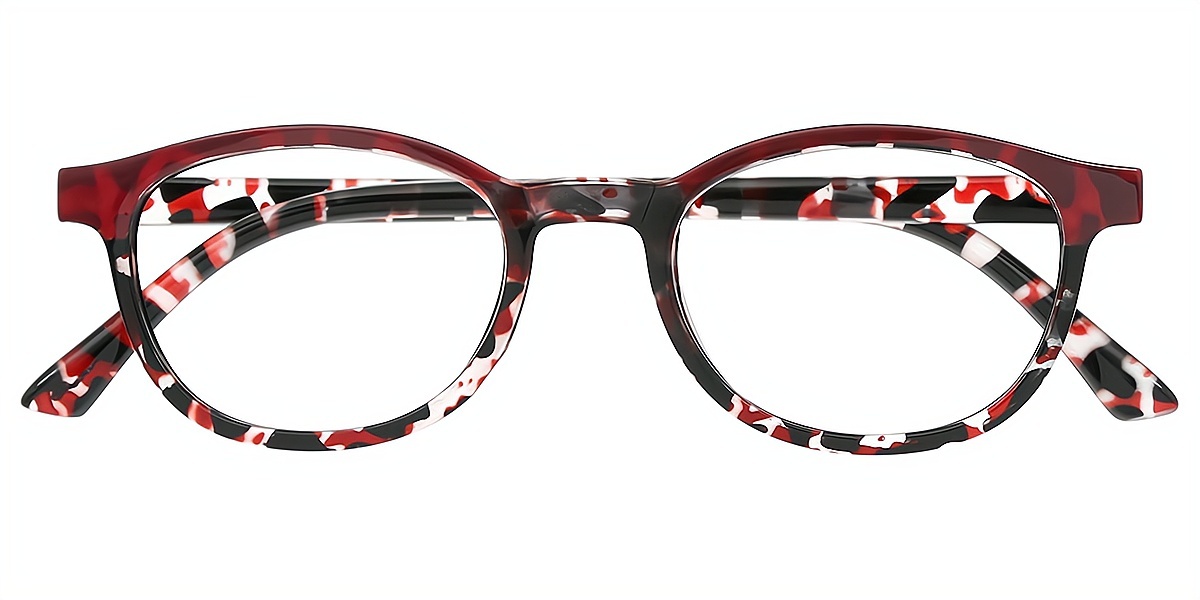Red Oval Modish Plastic Eyeglasses