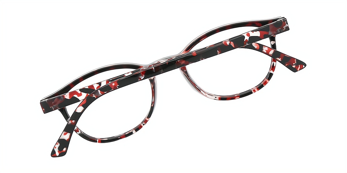 Red Oval Modish Plastic Eyeglasses