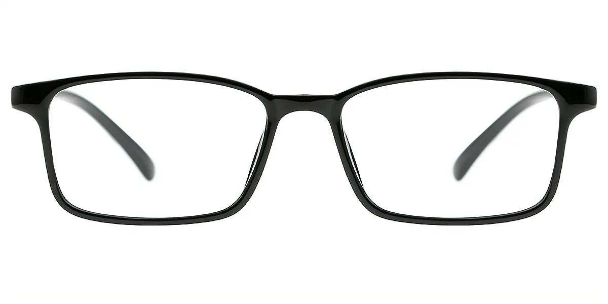 Black Rectangle Simple Plastic Eyeglasses