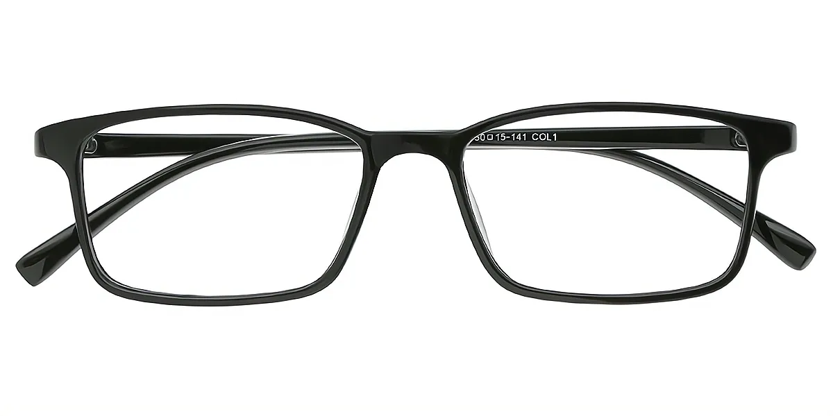 Black Rectangle Simple Plastic Eyeglasses