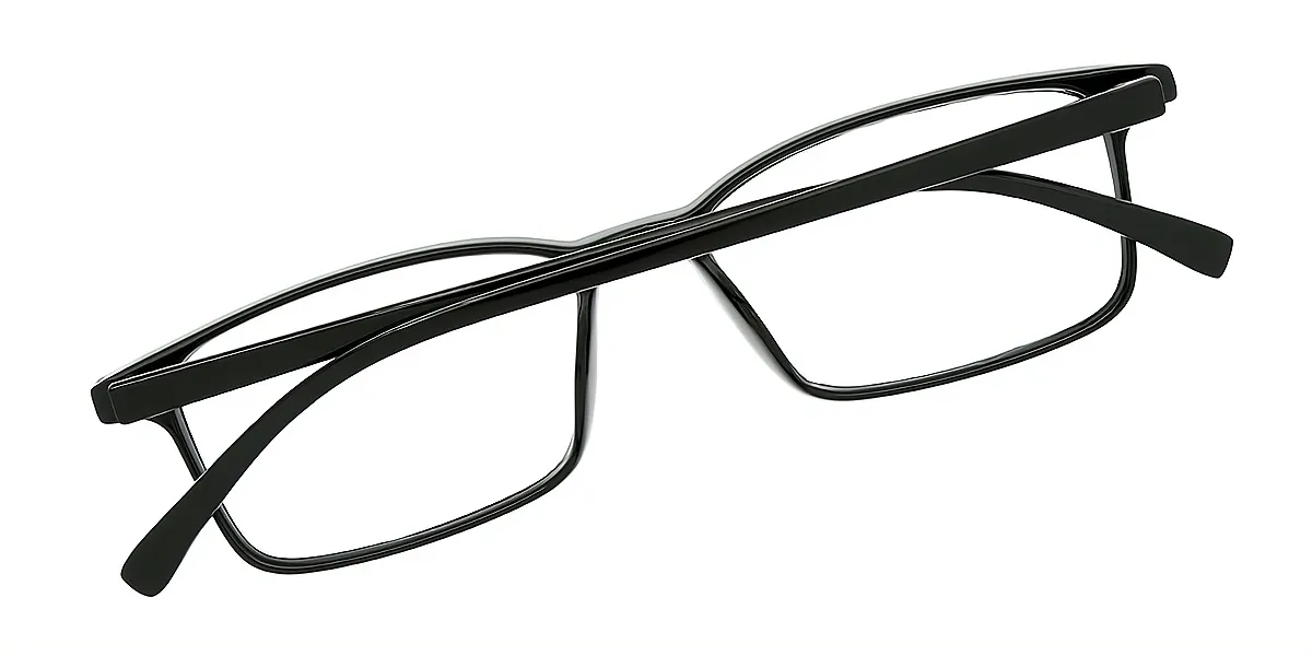 Black Rectangle Simple Plastic Eyeglasses