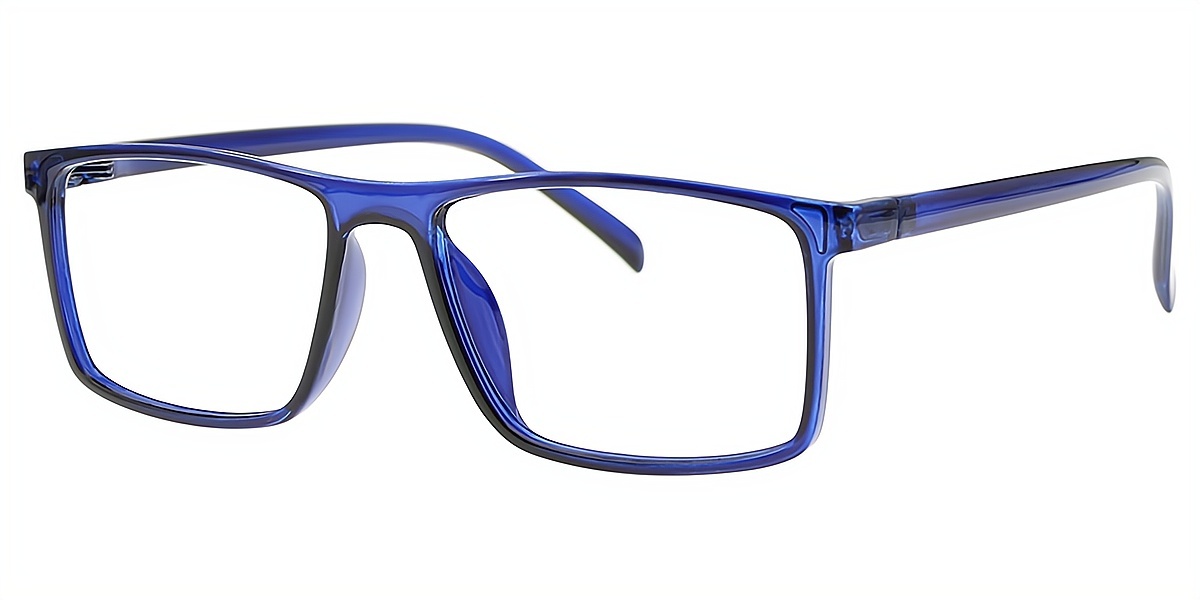 Blue Rectangle Simple Plastic Eyeglasses