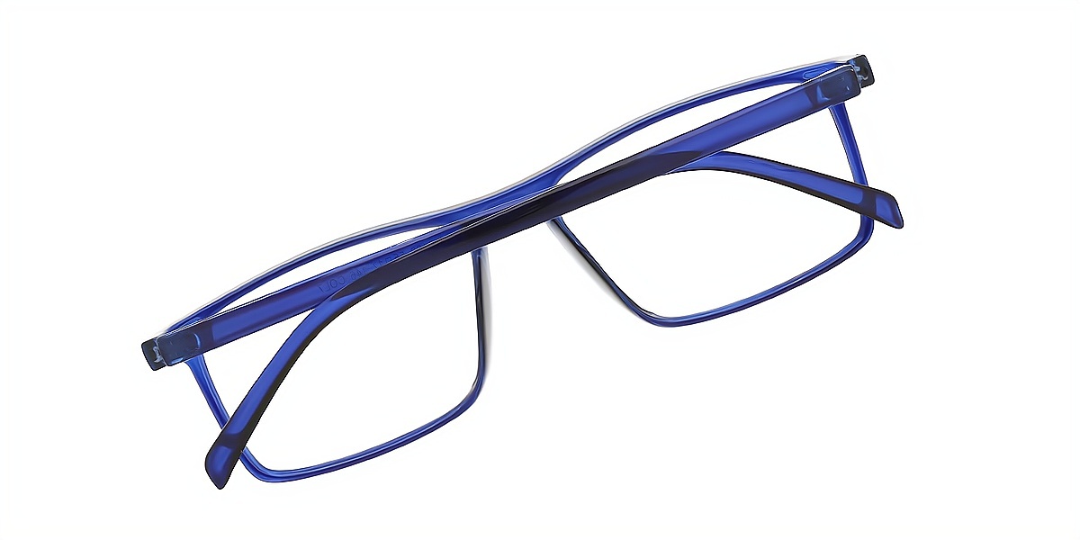 Blue Rectangle Simple Plastic Eyeglasses