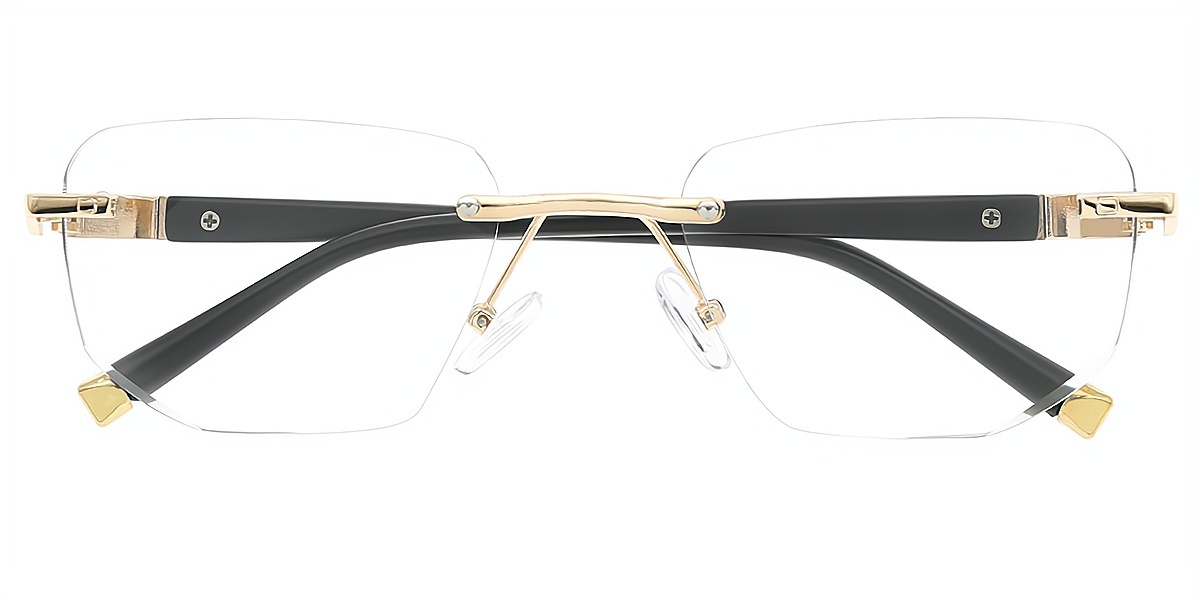 Golden Rectangle Simple Mixed Materials Eyeglasses