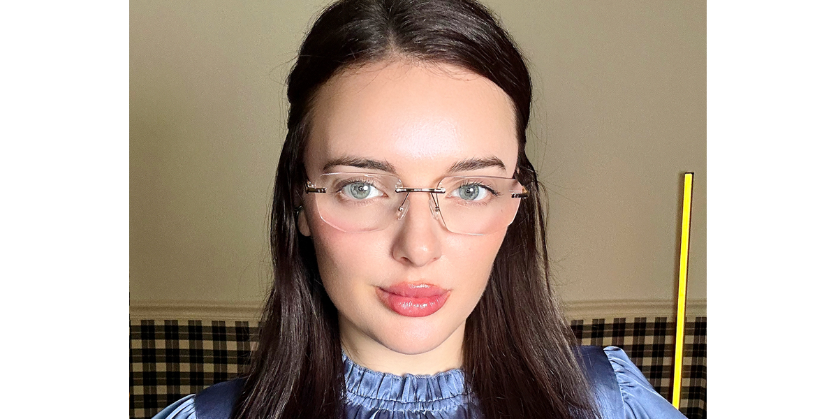 Golden Geometric Simple Mixed Materials Eyeglasses