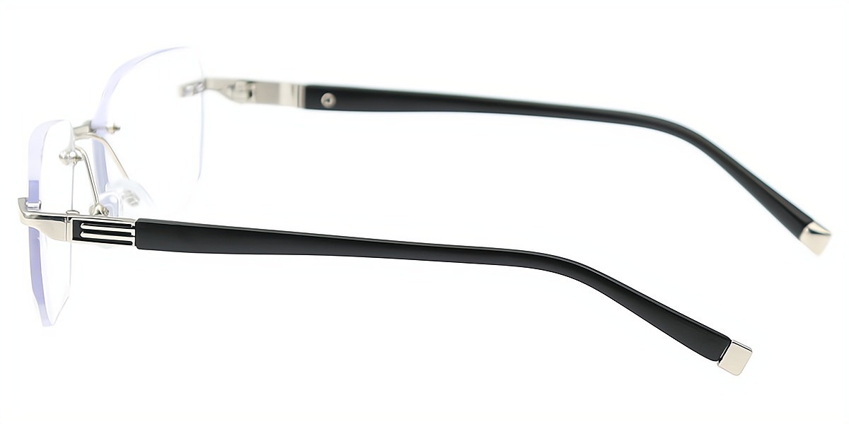 Silver Rectangle Simple Mixed Materials Eyeglasses