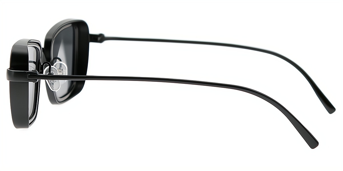 Black Geometric Retro Metal Eyeglasses