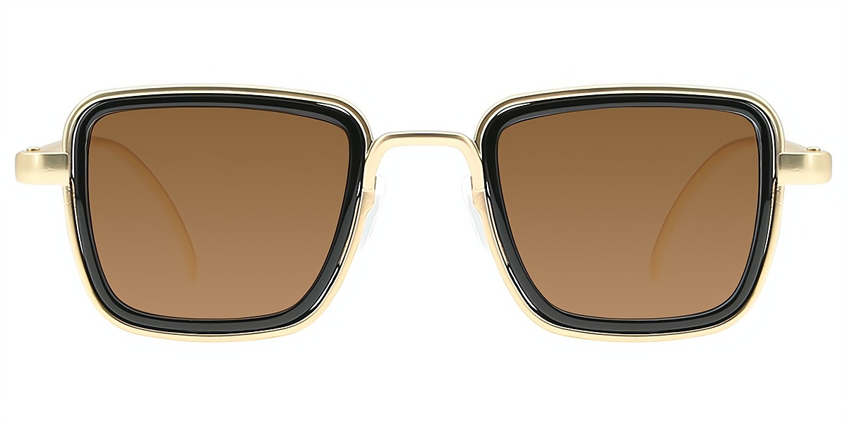 Golden Geometric Retro Metal Eyeglasses