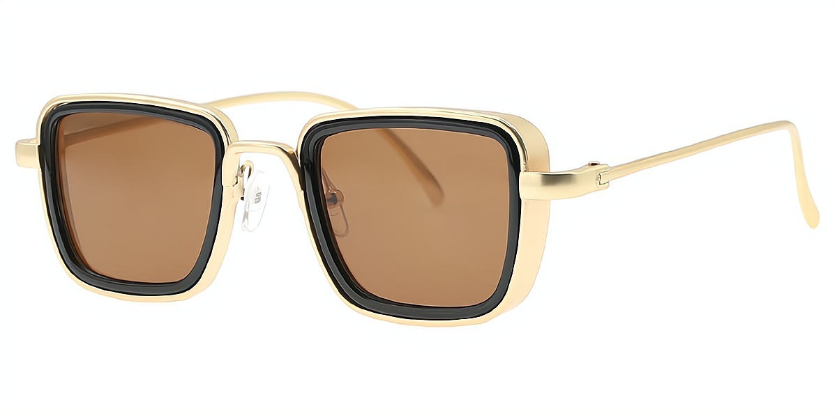 Golden Geometric Retro Metal Eyeglasses