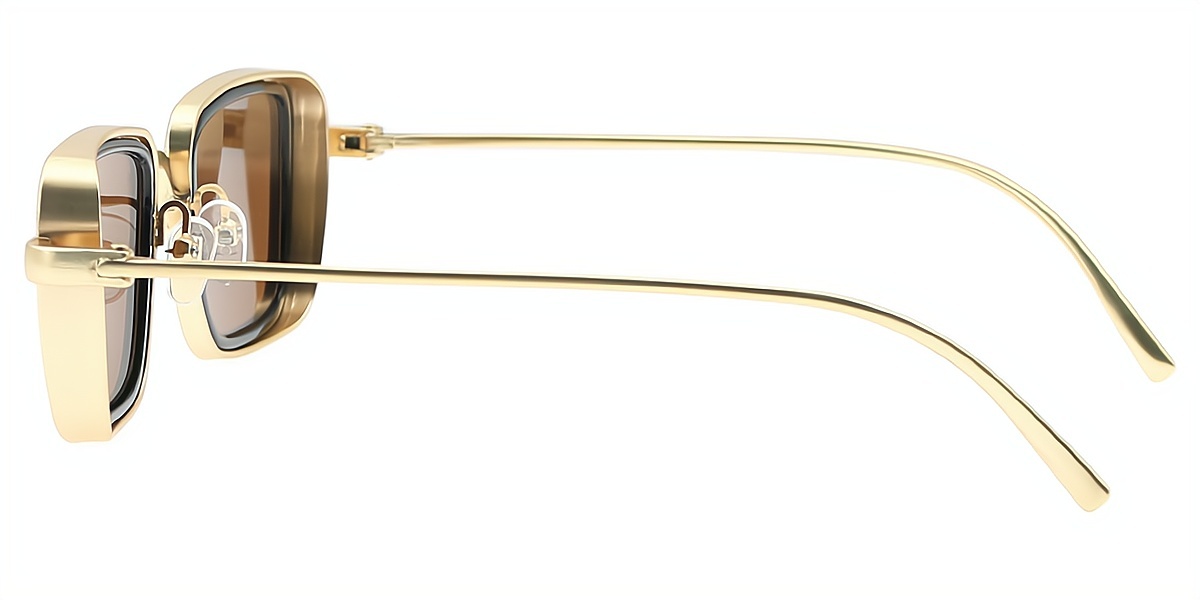 Golden Geometric Retro Metal Eyeglasses