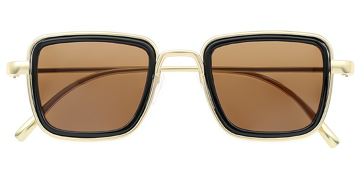 Golden Geometric Retro Metal Eyeglasses