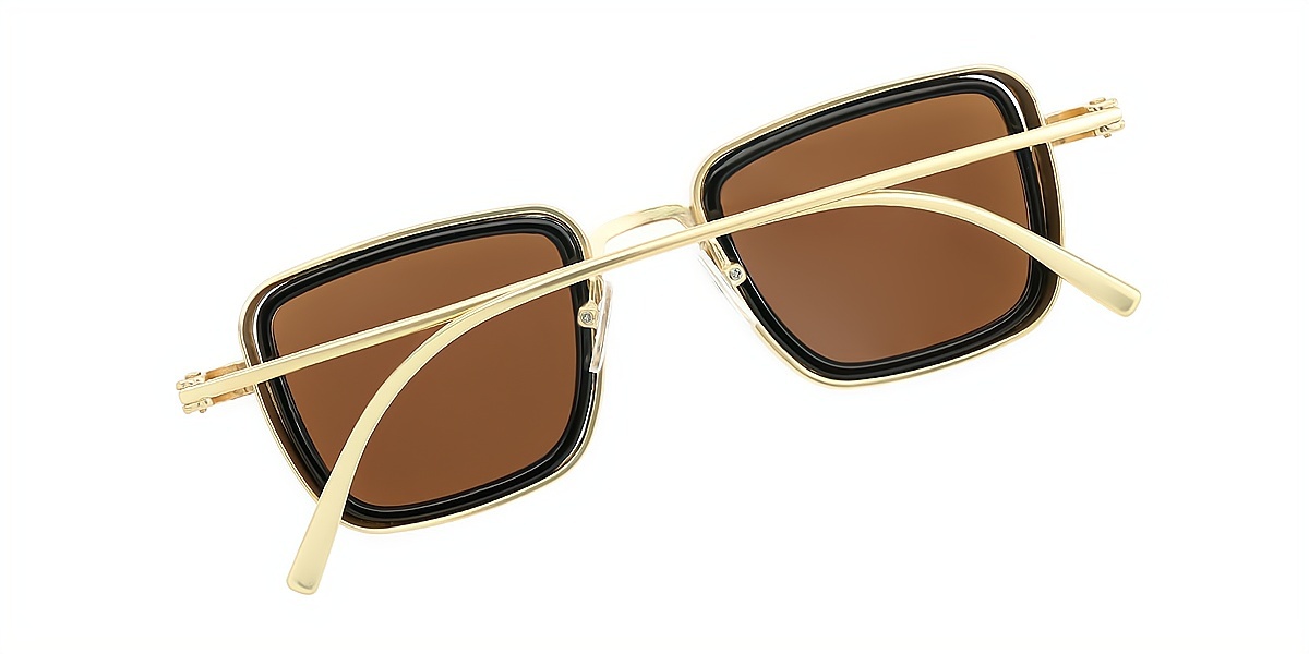 Golden Geometric Retro Metal Eyeglasses