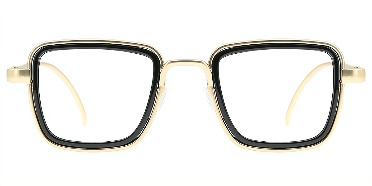 Golden Geometric Retro Metal Eyeglasses