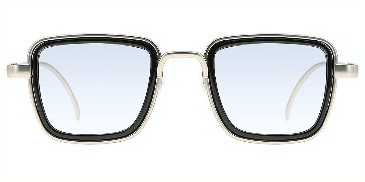 Silver Geometric Retro Metal Eyeglasses
