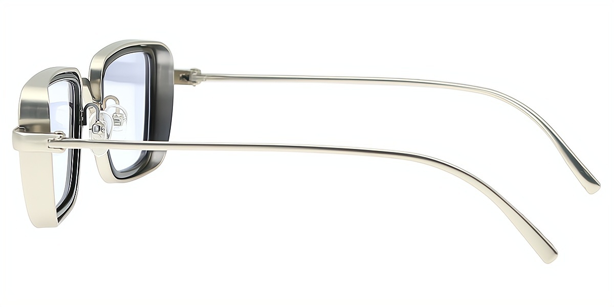Silver Geometric Retro Metal Eyeglasses