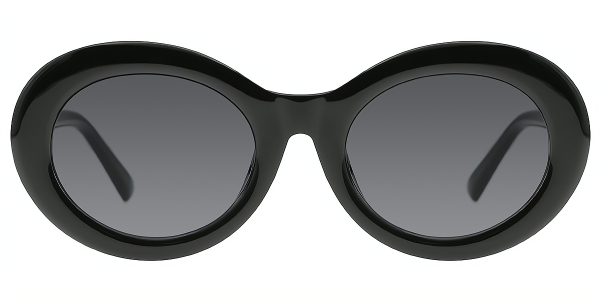 Black Oval Unique Oversized Plastic Eyeglasses