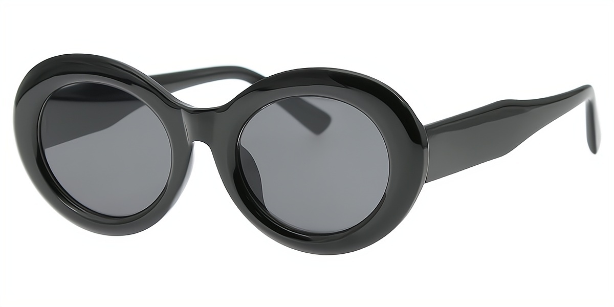 Black Oval Unique Oversized Plastic Eyeglasses