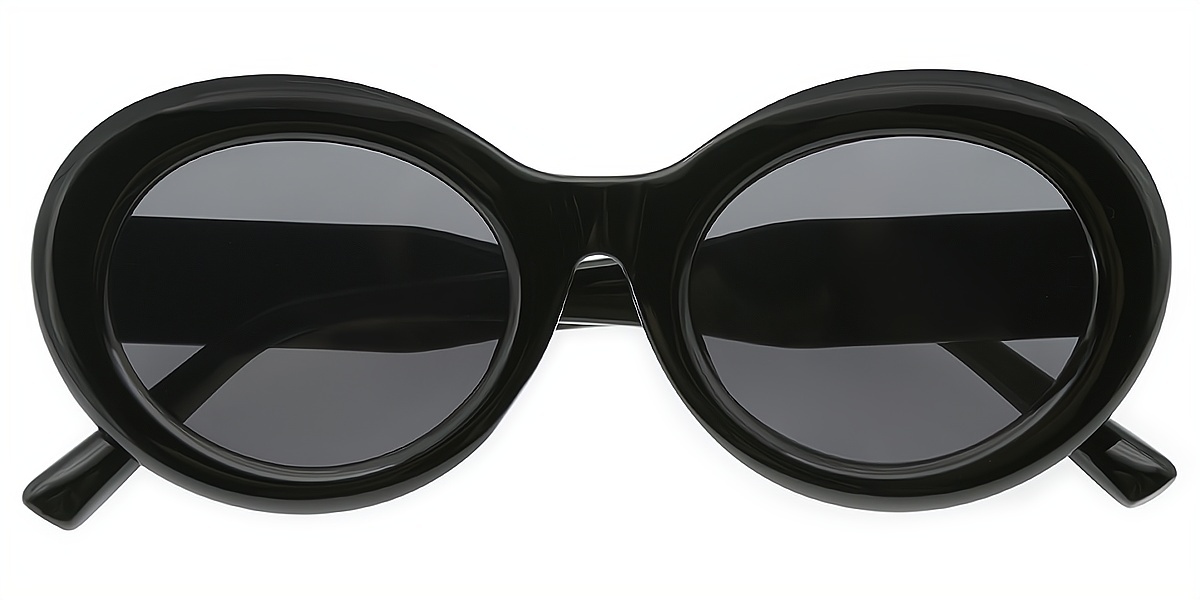 Black Oval Unique Oversized Plastic Eyeglasses