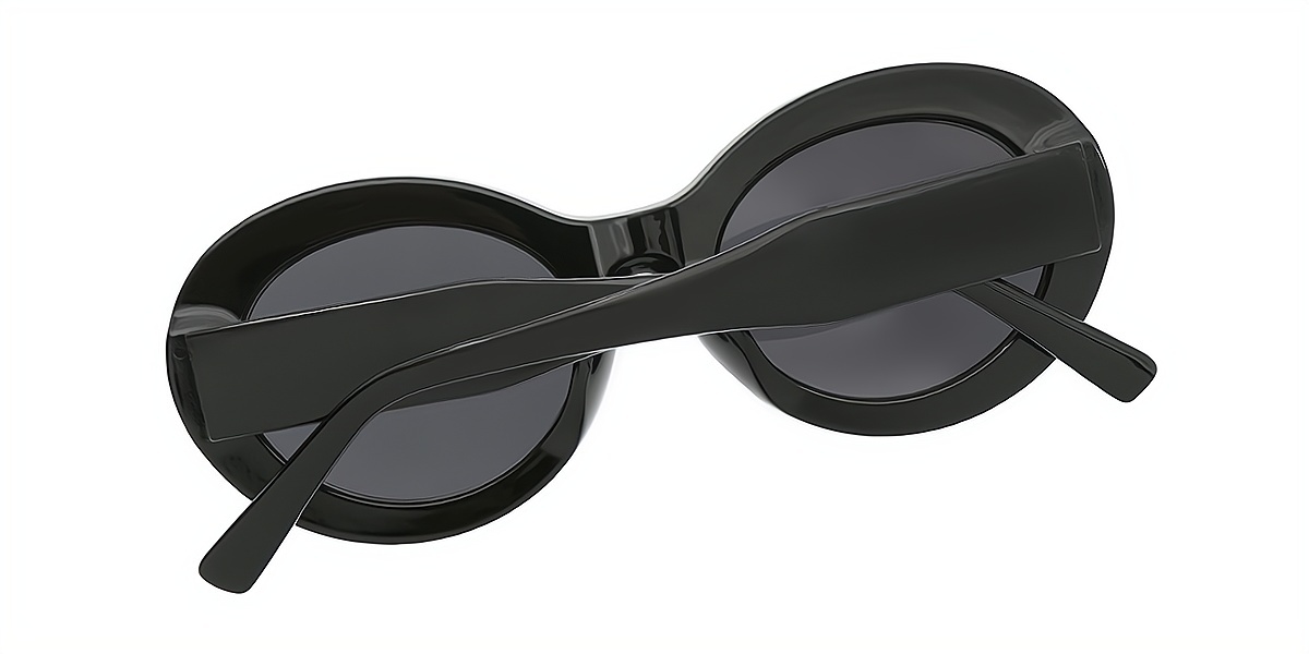 Black Oval Unique Oversized Plastic Eyeglasses