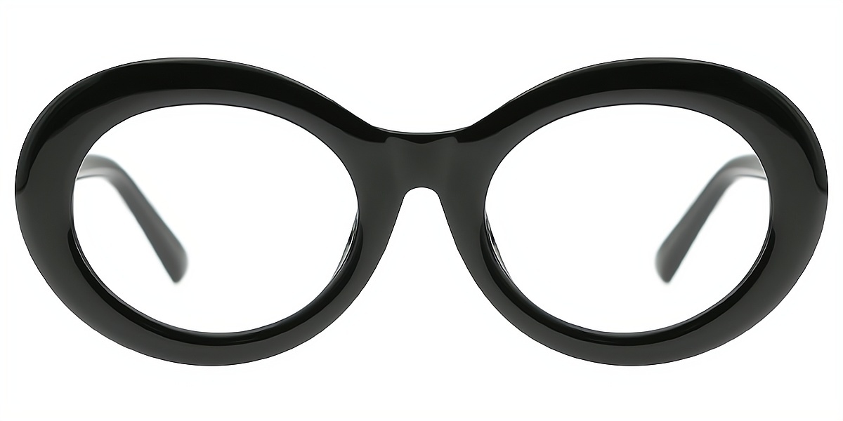 Black Oval Unique Oversized Plastic Eyeglasses