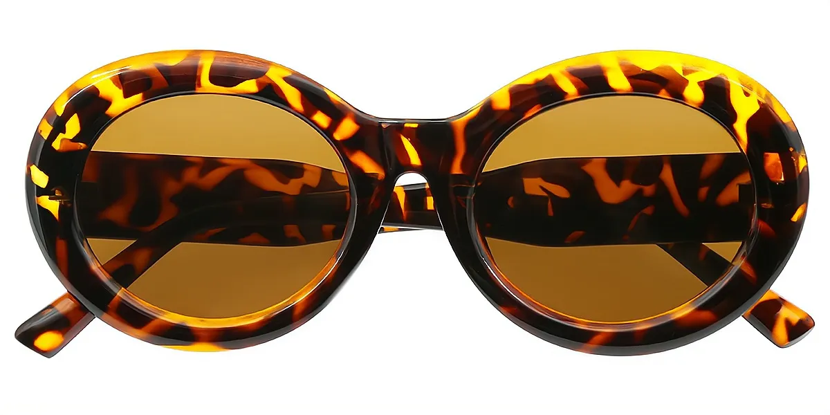 Tortoise Oval Unique Oversized Plastic Eyeglasses