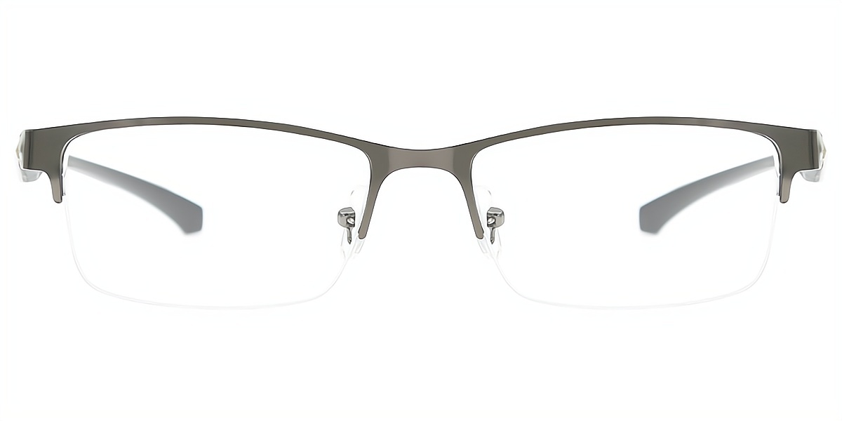 Gray Rectangle Classic Mixed Materials Eyeglasses