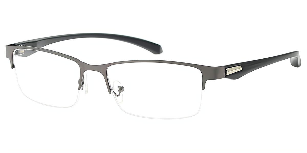 Gray Rectangle Classic Mixed Materials Eyeglasses