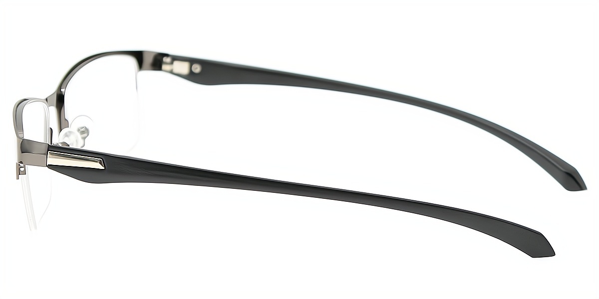 Gray Rectangle Classic Mixed Materials Eyeglasses